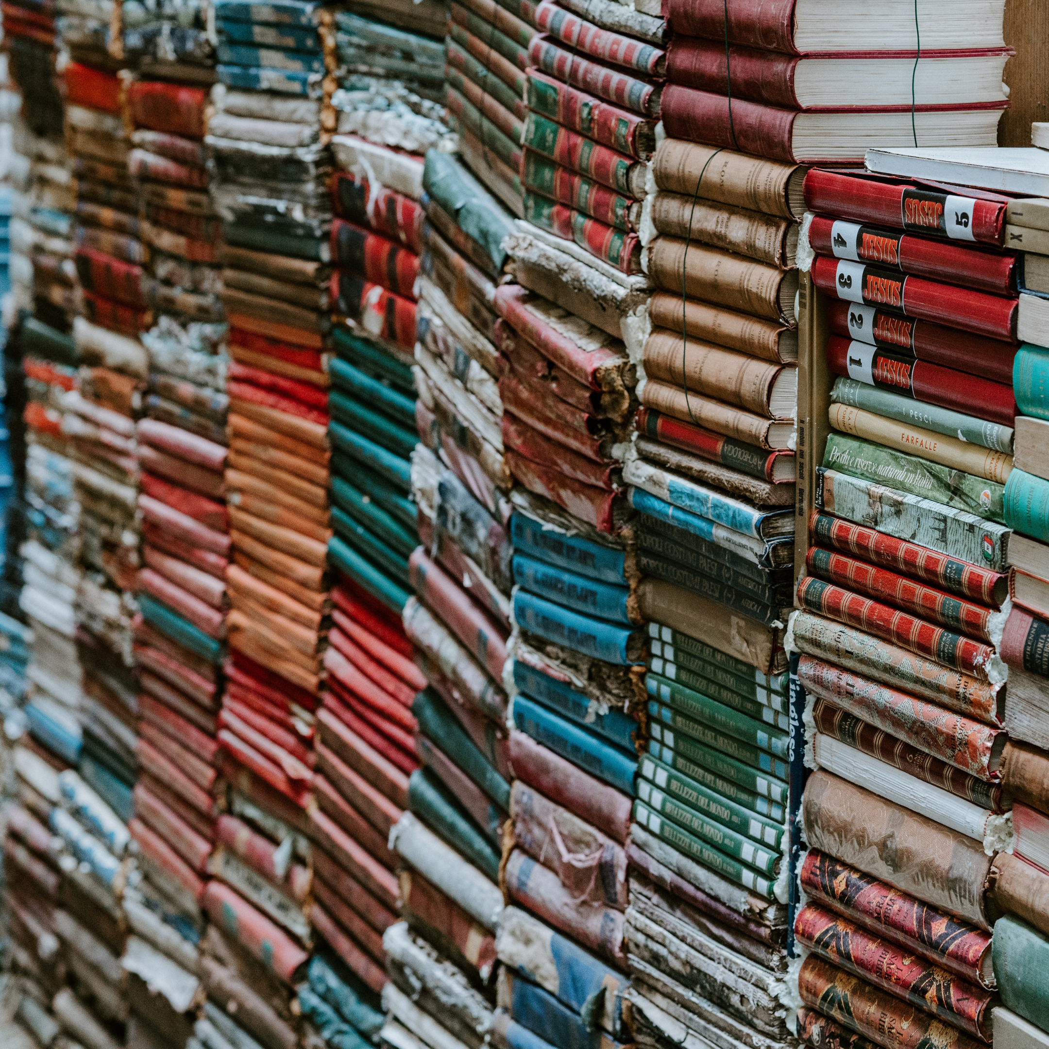 books piled