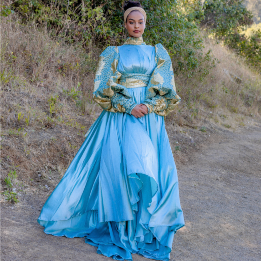 muslim woman dressed in blue