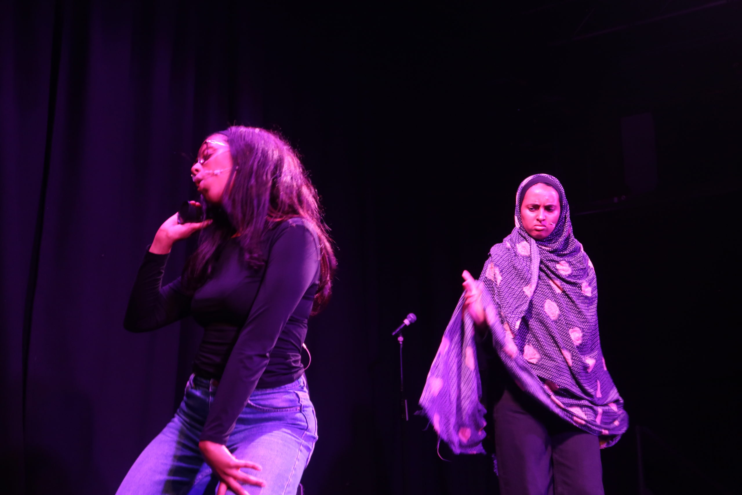 Adna Ahmed and Fathiya Saleh on stage playing Nala and her mum on stage for How to be Famous! BY Side eYe productionS in London, UK